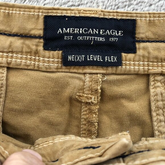 American Eagle Mens Shorts Size 32 Khaki Chino Casual Slim Next Level Flex - Picture 3 of 14